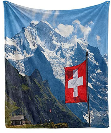 ABAKUHAUS Schweiz Weiche Kuscheldecke Sofadecke, Männliche Jungfrau, Gemütlicher Plüsch für den Innen- und Außenbereich, 125 x 175 cm, Mehrfarbig