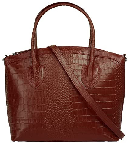 Cluty Handtasche Echt Leder Damen | Made in Italy, Kroko Umhängetasche, Business Shopper, Aktentasche mit Innenfächern | 021320