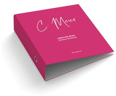 Ringordner | Ordner | personalisiert mit Text und Name | viele Farben | Mit Griffloch | für DIN A4 | 7,4 cm breit | Studium | Firma | Kanzlei | Praxis (Pink)