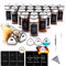SIAZIH Einzigartiges Gewürzgläser Set in Herzform, 24 Gewürzstreuer Glas 100 ml, Drehdeckel-Gewürzdose mit 2 Gewürzlöchern, klassisch glänzende schwarze Etiketten Gourmets Gewürzsortierhilfe
