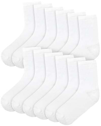 A2Z Ladies Cotton Rich Plain Socks Luxurious Soft - Socks 970 6 Pack White 4-7