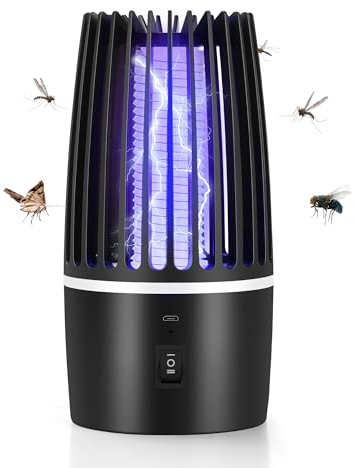 DJROLL Insektenvernichter Elektrisch, 2 in 1 USB Wiederaufladbarer Tragbarer Fliegenfalle mit UV Lampe, 360° Attract Mückenfalle insektenfänger für Innen und Aussen Garten Camping
