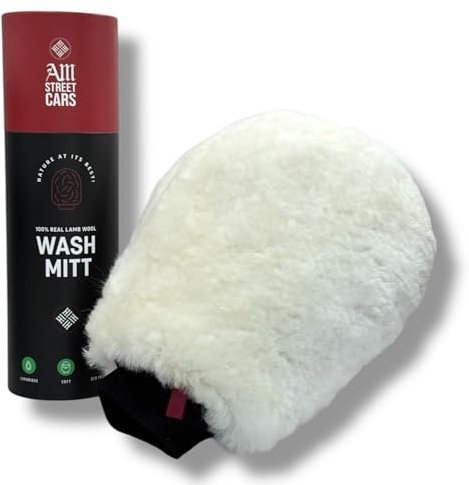 AM Street Cars Premium Quality Merino Wool Wash Mitt, Plush, Super Soft, Car Wash Mitt