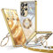 XYZ for Samsung Galaxy S22 Ultra Case with Stand, Soft Cute Luxury Love Heart for Women Girls, Double Ring Bling Glitter Clear Protective Phone Cover Case for Samsung Galaxy S22 Ultra - Gold