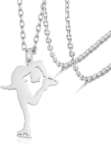 VASSAGO Collar de patín de hielo para mujer adolescente patinaje artístico collar deporte amante encanto collar skate amante joyería regalos (Plata)