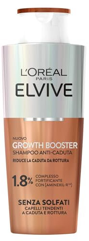 L'Oréal Paris Elvive Shampoo Anti-Caduta Fortificante, Per Capelli Deboli e Tendenti alla Rottura, Caduta Ridotta 10X, Con Complesso Fortificante con Aminexil-R, Growth Booster, 200 ml