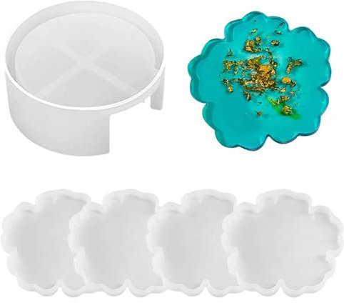 Resin Mould,4 Pcs Resin Moulds for Flowers,Storage Box with Silicone Coasters,Resin Moulds for Flowers Preservation Kit, for DIY Wedding Gift, Jewelry Making, Crafting, Home Decoration or Gift