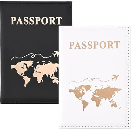 gvivej Reisepasshüllen, 2 Stück Reisepass Organizer, PULeder Reisepass Hülle, Schwarz Weiß Reisepass Organizer, Passport Hülle, Kunstleder Reisepass Hülle Halter, für Kreditkarten, Ausweis