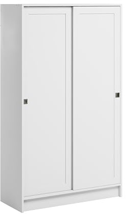 Prepac Elite Plus 38 Wide Storage Cabinet, 65 Tall Pantry Cupboard with 2 Fixed and 4 Adjustable Shelves, Laundry Room Cupboard with Sliding Doors and Metal Knobs, Living Room Accent Cabinet, White