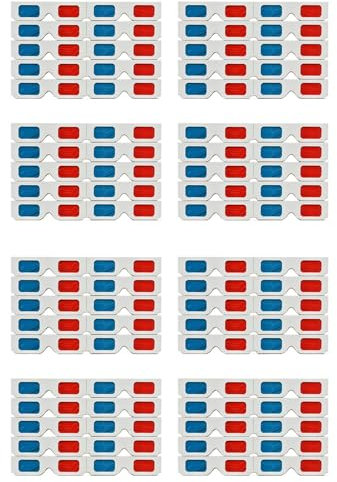 ISKDJBJG Lunettes 3D, 80x de Lentilles StéRéO en Papier Rouge et Bleu pour Films Ensemble de Lunettes 3D en Papier Anaglyphe