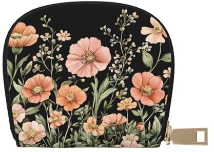 DFJMASFKOL Garden Blooming Flowers Leather Bag Colourful Wildflowers Wallet Beautiful Watercolor Wildflower Card Pack New Parents - Pediatrician and Pharmacy Cards 9X11CM