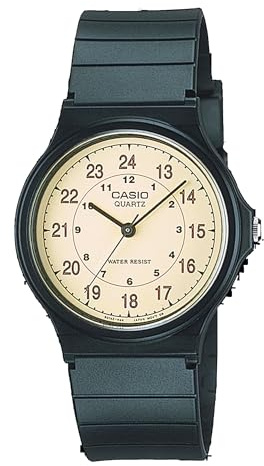 Reloj Casio MQ24-9B unisex con esfera militar, correa de goma negra y diseño de 3 agujas analógico casual