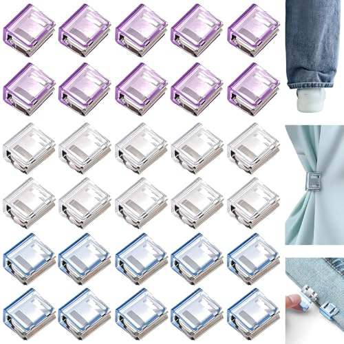SKJJM 30 Piezas Clips Invisibles para Pantalones Cortos, Clip de Borde para Pantalones no Deslizantes, Sujetadores Invisibles Ajustables, No Resbalones para Hombres y Mujeres