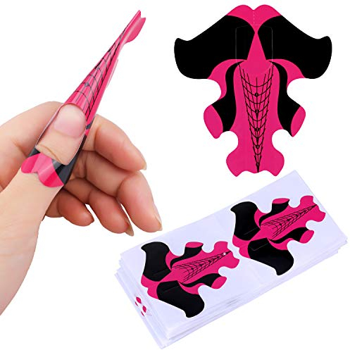 Mwoot 100 Stücke Nagelform Guide Aufkleber, Goldfischförmige Nagelverlängerung Tipps, Selbstklebende Kunst Nagelspitzen Werkzeuge, Nagel-Schablonen für Frauen Mädchen Nagel Gel DIY