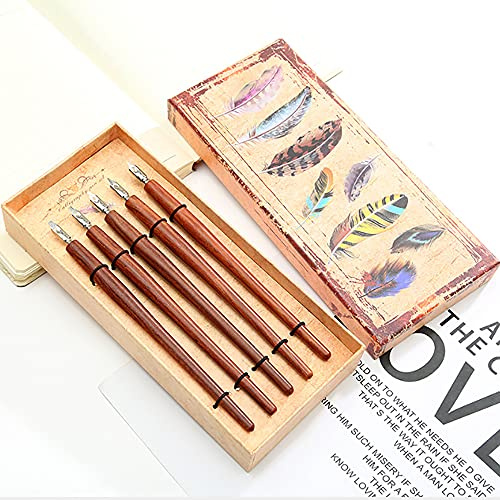 ANCLLO Juego de 5 bolígrafos góticos de madera para dibujo de manga y caligrafía