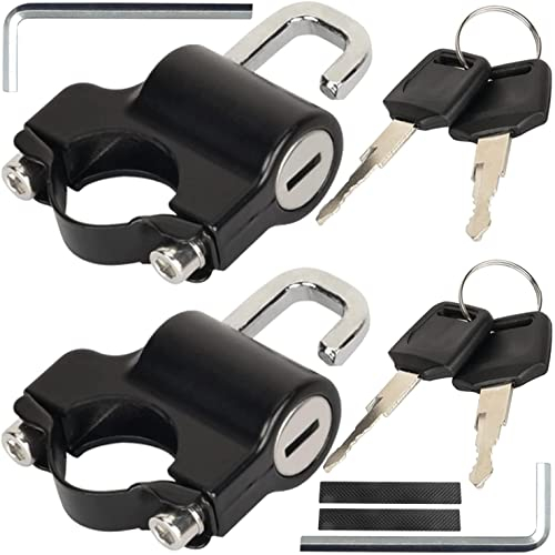 GZhaizhuan 2 set Lucchetto Casco Moto, Universale Antifurto Helmet Lock Lucchetto Di Sicurezza, Con Chiavi, Pad Biadesivo, Viti, Chiave Inglese (Nere)