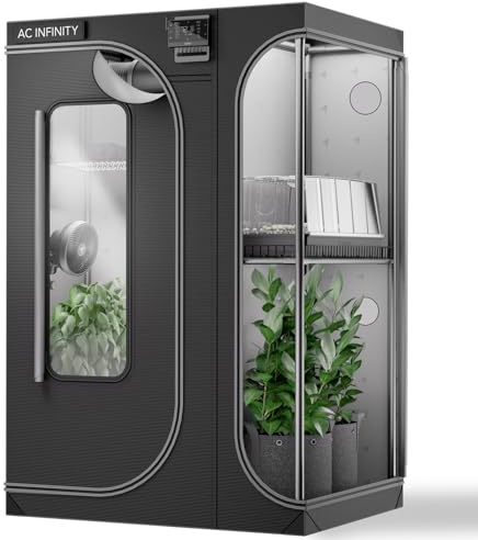 AC Infinity CLOUDLAB 743D – 2-in-1 Advance Grow Zelt 122 × 91 × 182 cm, 25 mm Stahlstangen, laborgetestet höchste Reflexion, größtes Sichtfenster, Montageplatte für Controller, Indoor Growing