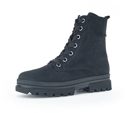 Gabor Damen Combat Boots, Frauen Stiefeletten,Wechselfußbett,Moderate Mehrweite (G),Lammfell,uebergangsstiefel,Stiefel,schwarz,38 EU / 5 UK