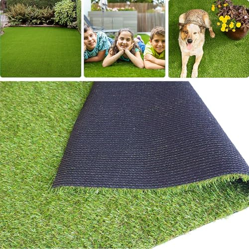 NINXANG Artificial Grass Rug 0.8 Inch Pile Height 4FTx10FT Indoor Outdoor Fake Grass Carpet with Drainage Holes Fake Grass Mats Turf Mat Turf Grass for Patio Deck Balcony Landscape Lawn