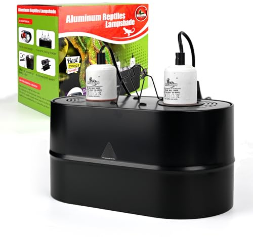 MCLANZOO Dual Reptile Light Fixture Deep Dome,Max 150W,UV Lamp Fixture Dual Lamp Cap for Reptiles Terrarium with Two Independent Switches Heat Lighting Lamp Kit.