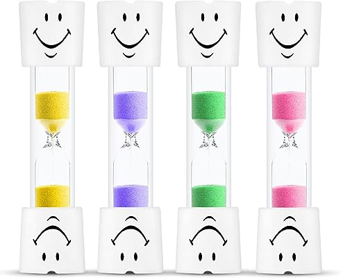 4 Stück Sanduhr Zähneputzen Kinder, Sanduhr Timer Smiley Zähneputzen, Sanduhr 3 Minuten, Zahnputzuhr Kinder, Für Spiele, Kochen, Zähneputzen Countdown Berechnung