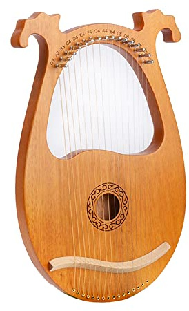 Hundnsney Lyre Harp 16 Strings Wooden Musical Instrument String Instrument with Tuning Wrench Spare Strings Wood