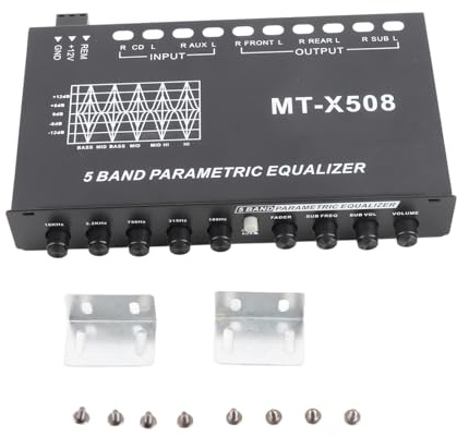 Equalizzatore Grafico per Auto, Equalizzatore Audio per Auto Regolabile 5 Bande Regolazione Precisa EQ Tuning Amplificatore Crossover Equalizzatore Grafico