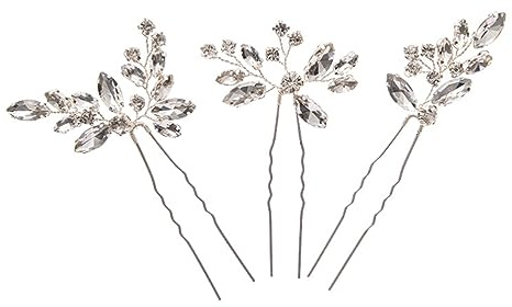 3Pcs Tiara Set Pearl Crystal Wedding Bridal Hairbrush Fermagli per Capelli Copricapo Accessori per Capelli Accessori da Sposa Ladies Girls （Argento）