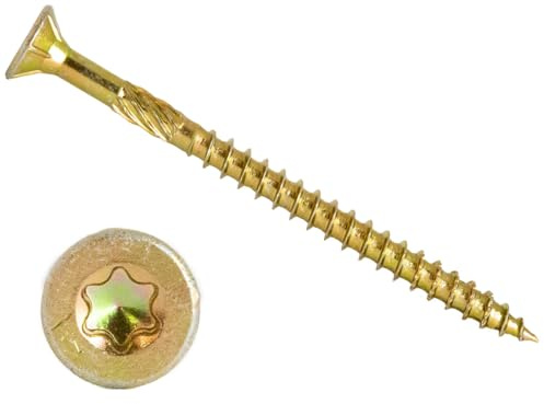 Tornillos para madera aglomerada Torx avellanada endurecida UHS de 4,5 mm x 50 mm (30 mm) con rosca de corte, cabeza plana, tornillos de carpintero de alto rendimiento