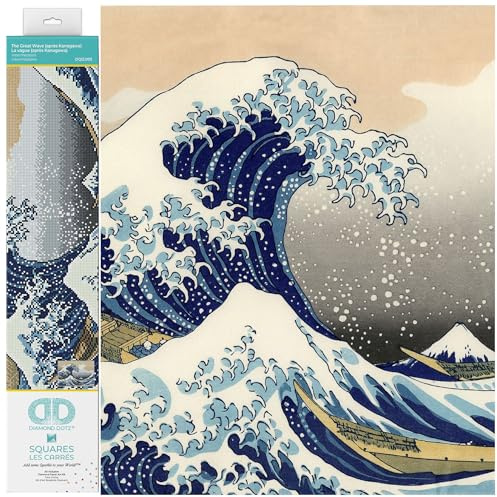 DIAMOND DOTZ 2592467 Original 5D Diamond Painting Squares Set, Welle vor Kanagawa, DIY Diamant-Malerei-Kit mit quadratischen Glitzersteinen für Erwachsene und Kinder ab 12 Jahren, Intermediate