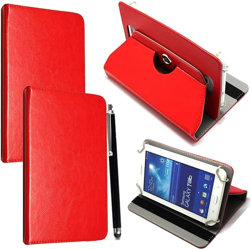 Custodia universale per tablet da 7, in pelle PU, con supporto per tutti i tablet da 6, 7, 7, adatta per Kindle eReader Fire Tablet, Kobo/Voyaga/Lenovo/Sony E-Book/iPad Mini 5 4 3 2 1 (rosso)
