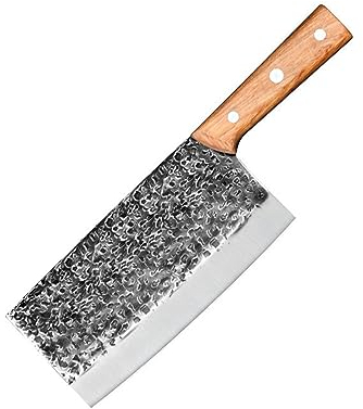 FBITE Cuchillo de cocina forjado hecho a mano, cuchillos de cocina chinos 7Cr17mov, cuchillo de cocina forjado, cuchilla afilada de acero inoxidable, carnicero