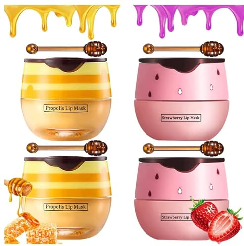 3 Stück Bee Balm Lippenbalsam, Honey Balm, Bee Balm Lippenbalsam Feuchtigkeitsspendende Lippenmaske für Tag & Nacht Lippenpflege Trockene Lippen Lippenpeeling, Valentinstagsgeschenk Für Sie