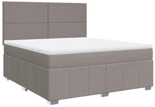 vidaXL Cama Box Spring con colchón Tela Gris Taupe 180x200 cm, boxspring, Camas con somier, Muebles de Dormitorio, Cama con somier, Cama