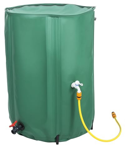 Makamsui Collapsible Rain Barrel Water Collection System, Portable Water Storage Tank, Rainwater Collector with Filter, Faucet with Switch, Water Tank Storage Container for Garden Water Catcher Green