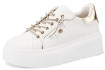 Renato Balestra Sneakers Donna Platform Scarpe da Ginnastica Lacci con Strass RB2507 (Bianco e Oro, Sistema Taglie Calzature EU, Adulto, Donna, Numero, Media, 35)