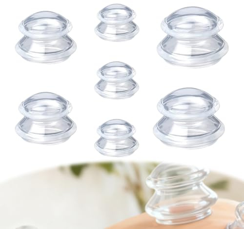 WIYETY Coppette in silicone, 7 pezzi, coppette in silicone, coppettazione flessibile, in silicone, 3 diverse misure, dolore e articolazioni per tutto il corpo, trasparente
