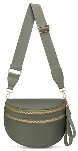 Crossbody Bum Bags for Women Pure Colour Spacious Trendy Sling Bag Nylon Fanny Pack Shoulder Bag for Travel