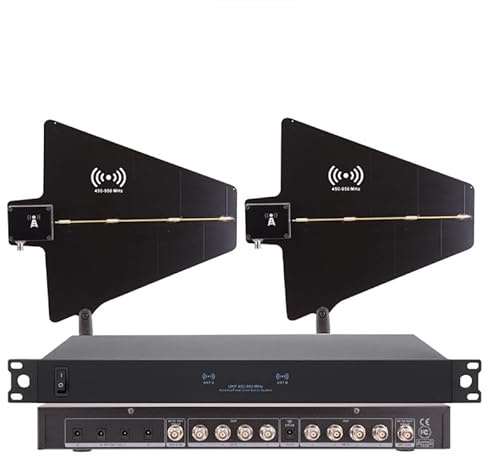 HMLSYZX UHF Wireless Antenna Distribution Combiner System, Wireless Microphone Signal Amplifier, Frequency Range 400-950MHz for School, Stage, Wedding, Speech