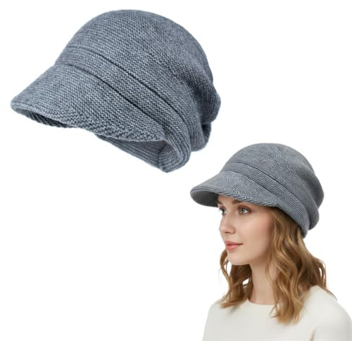 PYEUIFT Gorro Mujer Con Visera Gorro Invierno Termico Elegante Calido Para Uso Diario Moda Mujer Al Aire Libre Deportes Perfecto Para Otoño Invierno