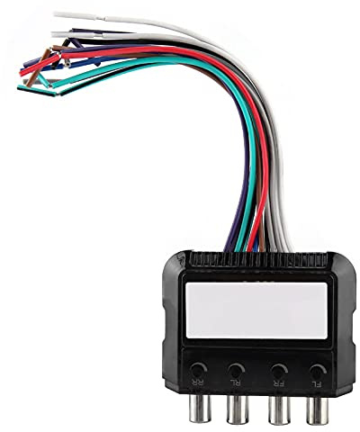 Ausla Convertitore Audio a 4 Convertitore da Alto a Basso in Plastica con Cavo di Controllo dell'amplificatore Uscita 12V Rumore di Terra Facile Installazione per Autoradio CD Stereo DVD