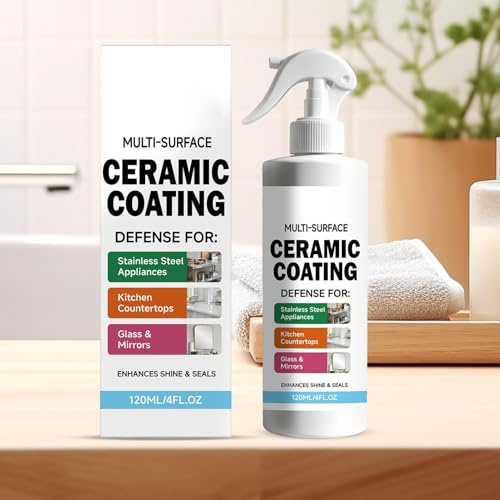 Kitchen Ceramic Coating Spray, Stainless Steel Appliance Sealant Cleaner | Weather Resistance For Kitchen Shower Water Stove Cabinet Sink