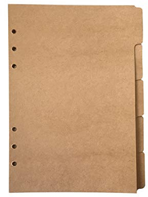 Onglets d'index pour A5 / A6 6 trous couverture anneau rond vue classeur dossier de fichiers feuilles mobiles protecteurs de couverture de reliure (Divider Paper Kraft Paper, A6/17cm*10cm/6 Inch)