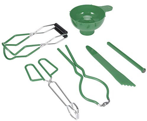 Nikou Canning Kit, 6PCS/Set Jar Grabber Sets Food Tongs Non Slip Jar Wrench Multipurpose Magnetic Lid Lifter, Multifunctional Canning Supplies Kit for Home Canning (Green)