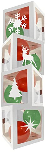 Eurowrap Christmas Balloon Boxes Decorations Set of 4 Includes 18 Balloons and 4 Adhesive Christmas Shapes