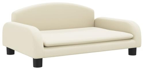 vidaXL Kindersofa, Couch für Kinder, Kindercouch mit runden Kanten, Kindersessel Minisofa Polstersofa Kindermöbel Sofa Kinderzimmer, Creme Kunstleder