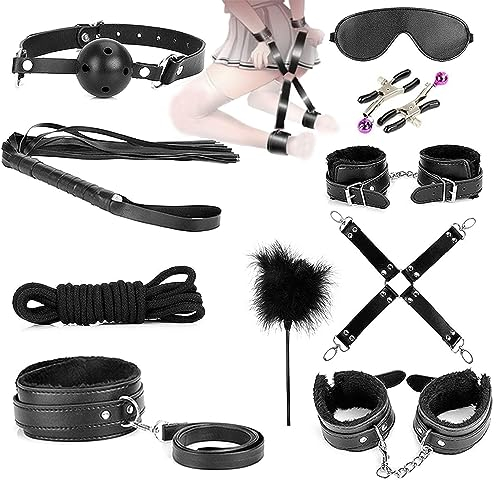 DYNLAB Ensemble en Cuir De 10 Pièces pour Profiter d'une Vie Raffinée, Se Divertir Et Offrir des Cadeaux (Noir)