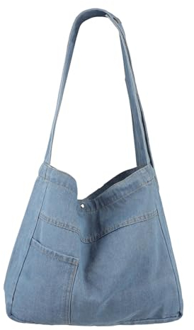 JIAHG Handtasche Damen Umhängetasche Denim Taschen Tote Bag Groß Shopper Schultertasche Casual Crossbody Bag für Schule Büro Arbeit Einkauf Reisen