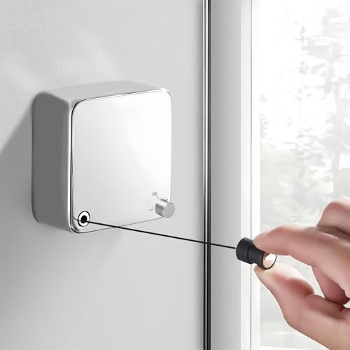 Wäscheleine Einziehbare, Ausziehbare Wäscheleine, 4.2M Einstellbare Seil Trocknen von Kleidung, Edelstahl Wandmontage Einfahren Wäscheleinen für Innenbereich Balkon Badezimmer Wäscherei (Silber)