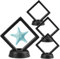 4 Stück 3D Schweberahmen Münzständer Set, 7 × 7 Cm Floating Display Ständer Mit Basis Transparenter Ständer Münzen Halterung Coin Holder für Exemplare, Schmuck, Halskette, Ohrring, Ringe, Medaillons